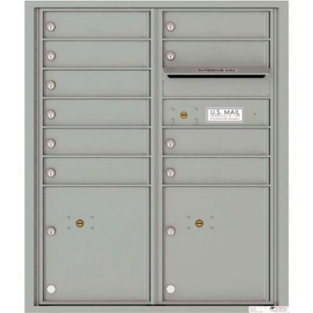 FLORENCE MFG CO Florence Versatile 4C Mailbox 4CADD-10, 37-1/4"H, 10 Mailboxes, 2 Parcel, Front Loading, Silver USPS 4CADD-10SS